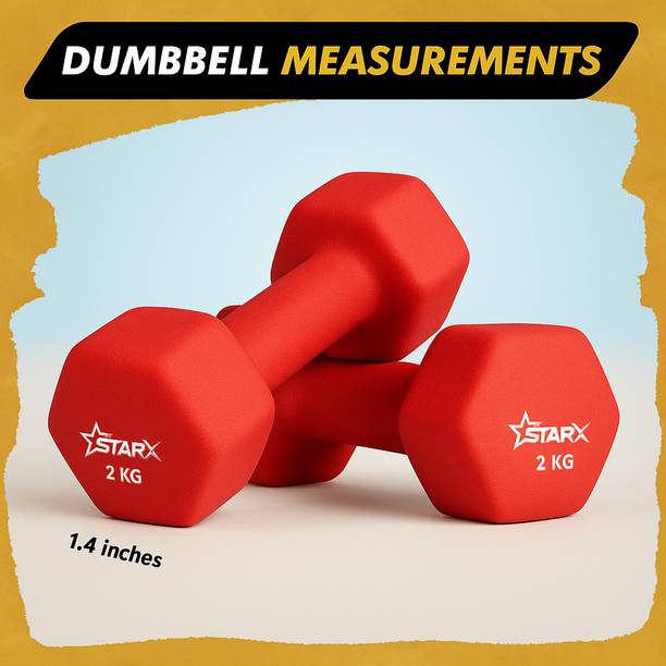 STARX Neoprene Coated Dumbbells of 2Kg Pair (4Kg) Fixed Weight Dumbbell Fixed Weight Dumbbell