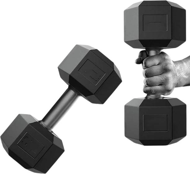 ANSH FIT 10Kg PVC Hex Dumbbells 5Kg Each Compact Workout Gear Adjustable Dumbbell