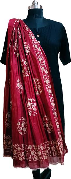 Pure Cotton Printed Maroon Women Dupatta