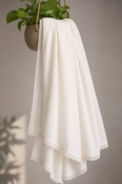Pure Cotton Solid White Women Dupatta