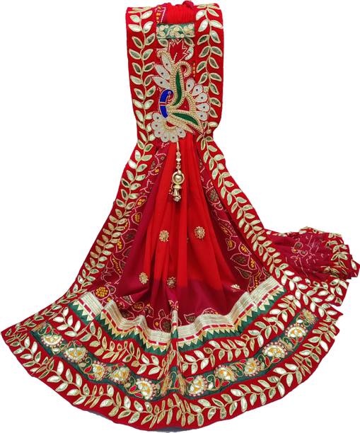 Poly Georgette Embroidered Red Women Dupatta