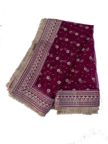 ASHA CHUNRI HOUSE Net Embroidered Pink, Multicolor Women Dupatta