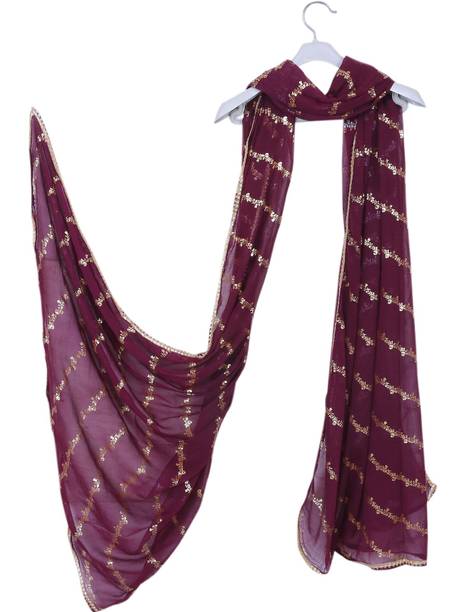 Chiffon Printed Purple Women Dupatta