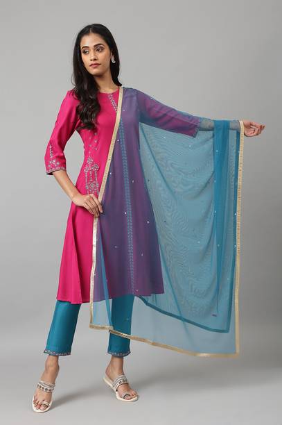 Polyester Solid Blue Women Dupatta