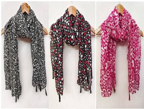 URGEN Georgette Floral Print Women Dupatta