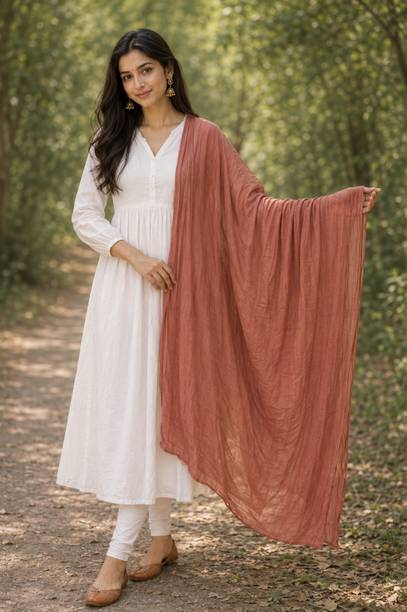Pure Cotton Solid Brown Women Dupatta