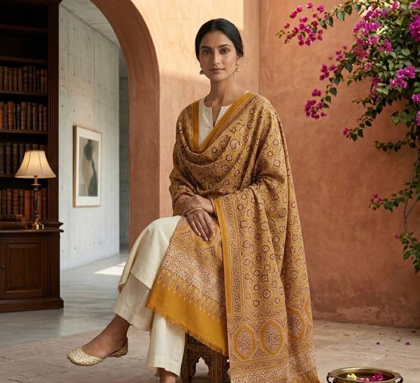 Rayon Printed Gold Women Dupatta