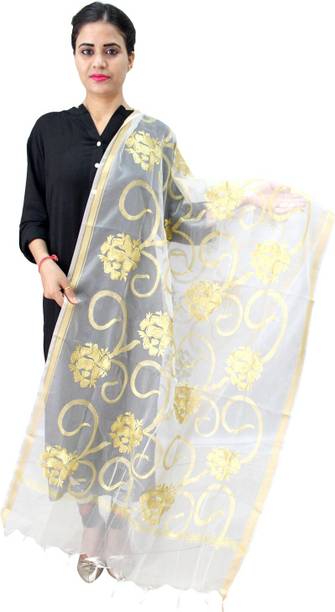 Hautemoda Poly Chanderi Embroidered Women Dupatta