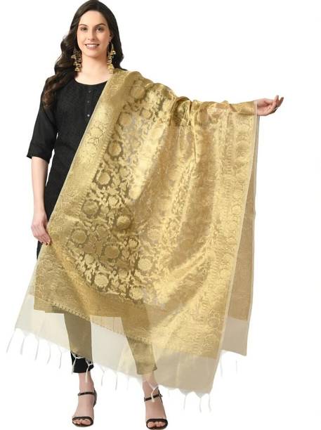 A R SILK DUPATTA HUB Poly Chanderi Self Design Women Dupatta
