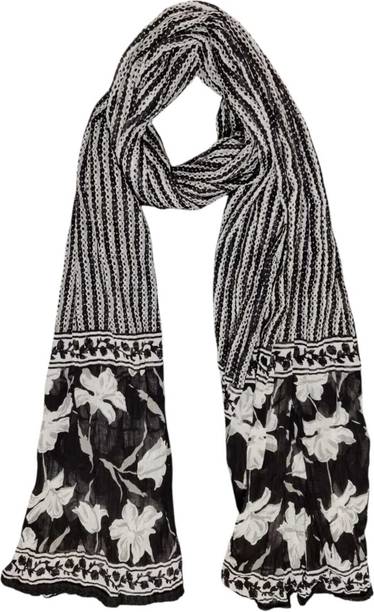 Pure Cotton Printed Black, White Women Dupatta