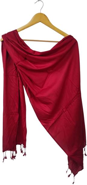 Rayon Solid Maroon Women Dupatta