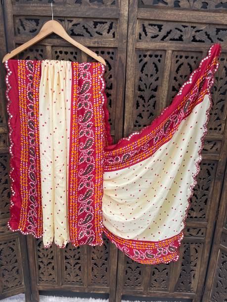 Chiffon Floral Print Beige, Maroon Women Dupatta
