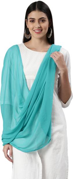 Chiffon Solid Light Blue Women Dupatta