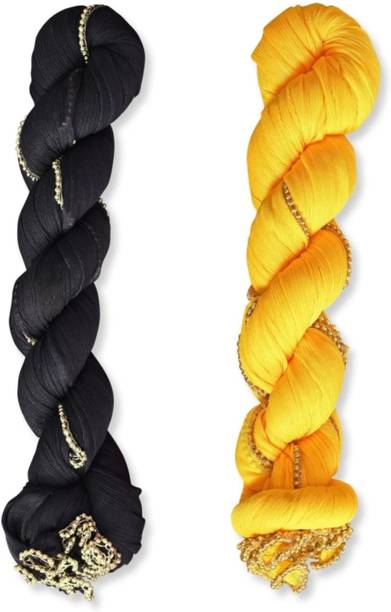 Lycra Blend Solid Black, Yellow Women Dupatta