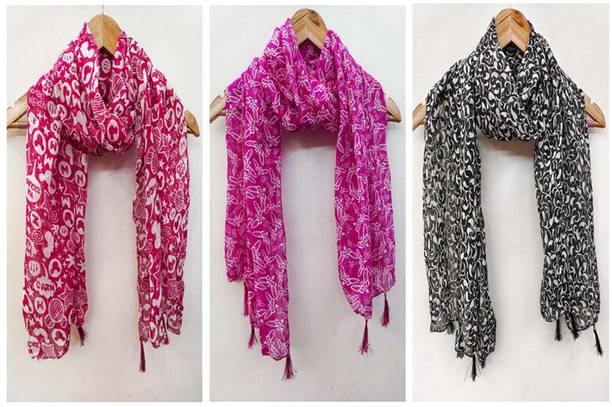 URGEN Georgette Floral Print Women Dupatta