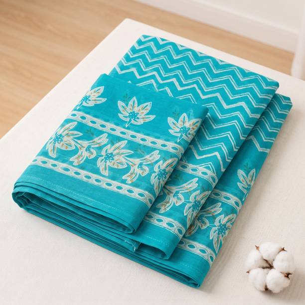 Pure Cotton Printed White, Blue Women Dupatta