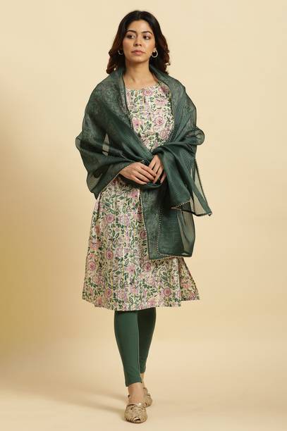 Polyester Solid Green Women Dupatta