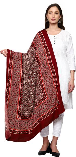 Rayon Printed Maroon Women Dupatta