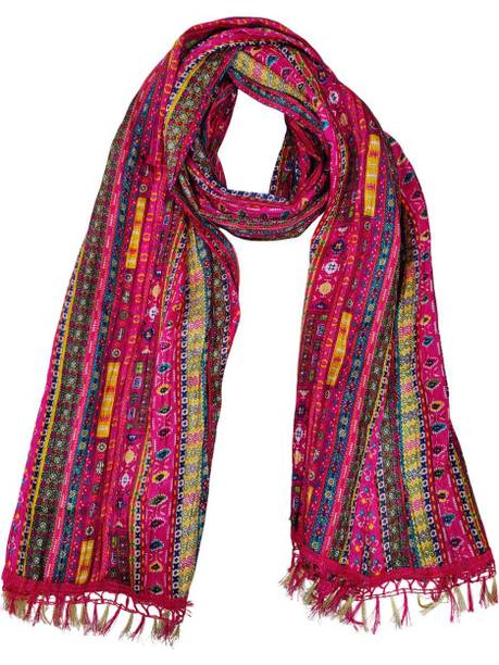 Honey Fashion Polyester Printed Pink Unisex Dupatta
