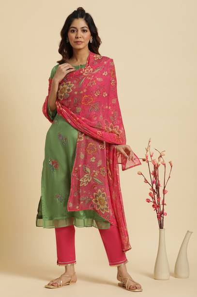 Polyester Floral Print Pink Women Dupatta