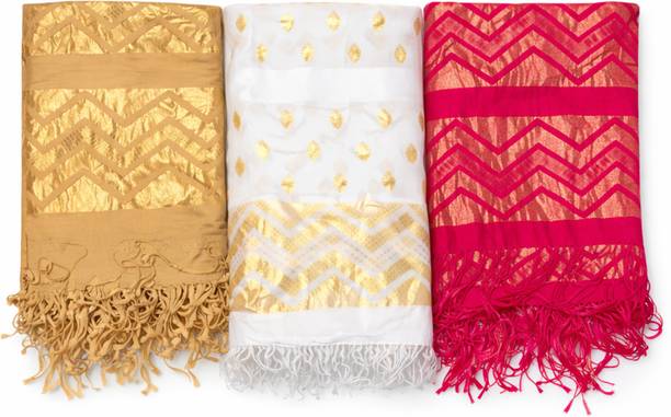 Cotton Blend Printed, Woven Multicolor Women Dupatta