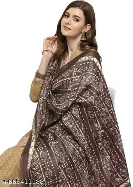 Art Silk Printed, Applique Multicolor Women Dupatta
