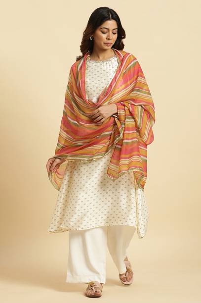 Polyester Striped Multicolor Women Dupatta