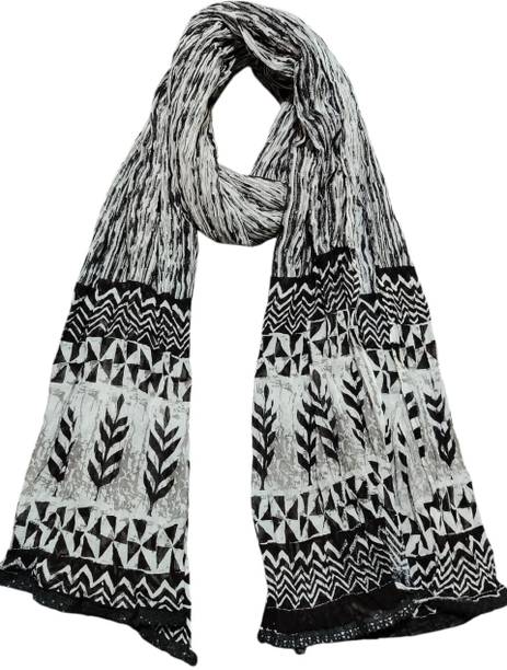 Pure Cotton Solid Black, White Women Dupatta
