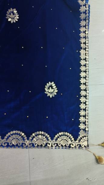 Velvet Embellished, Self Design Purple Women Dupatta