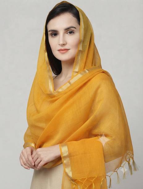 Aasia Fab Art Silk, Poly Chanderi Solid, Woven Women Dupatta