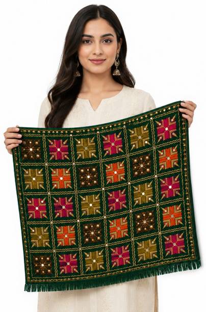 Chiffon Embroidered, Printed, Self Design, Woven Green Women Dupatta