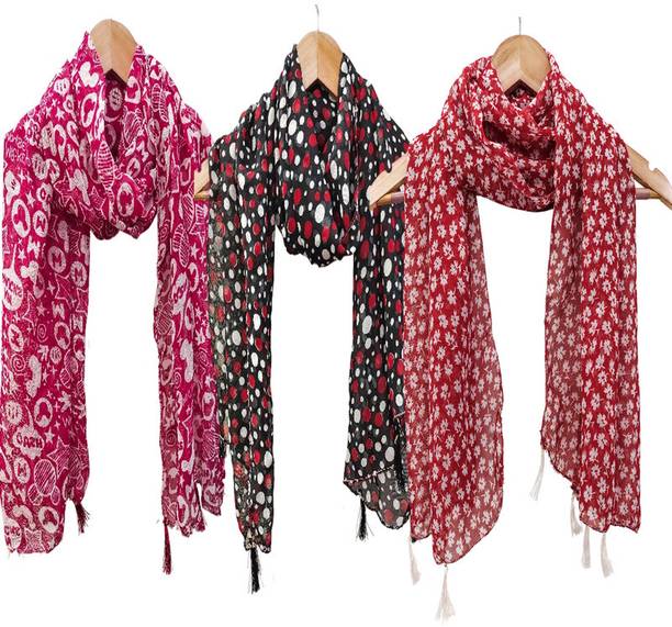 URGEN Georgette Floral Print Women Dupatta