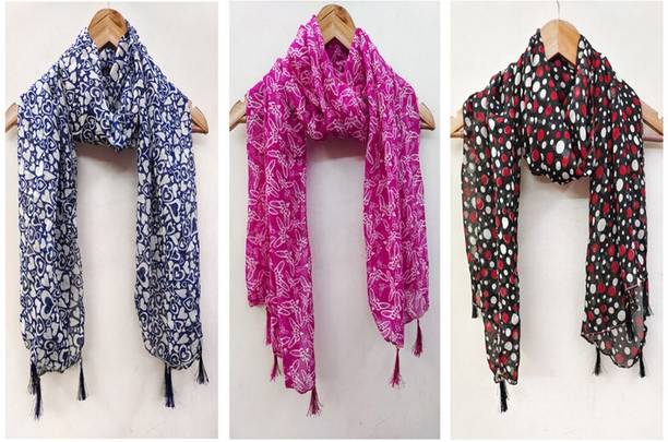 URGEN Georgette Floral Print Women Dupatta