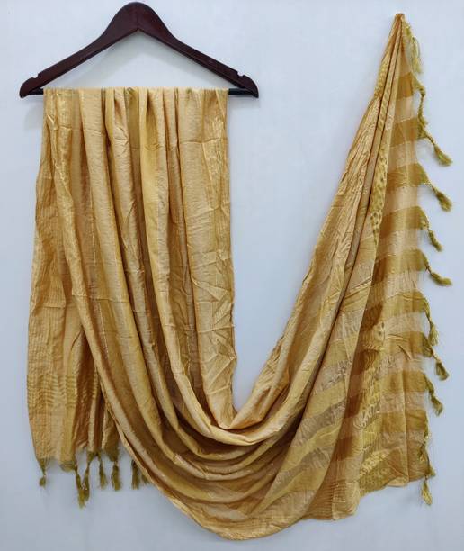 Poly Chanderi Striped Beige Women Dupatta