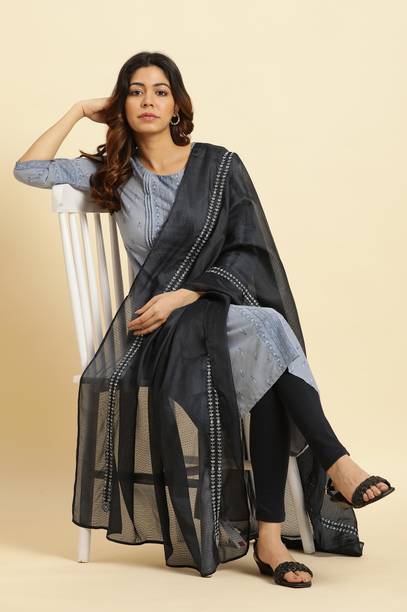 Polyester Solid Black Women Dupatta