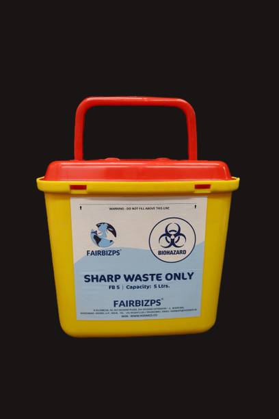 FAIRBIZPS 5 Litre Yellow Sharp Container for Medical Waste Disposal Plastic Dustbin