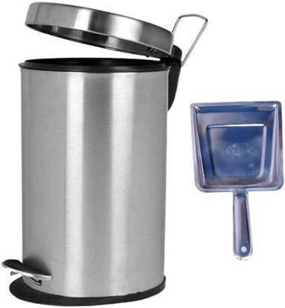 MOTI METAL INDUSTRIES MMI tainless Steel Plain Pedal Bin with Plastic Bucket 5ltr Stainless Steel Dustbin
