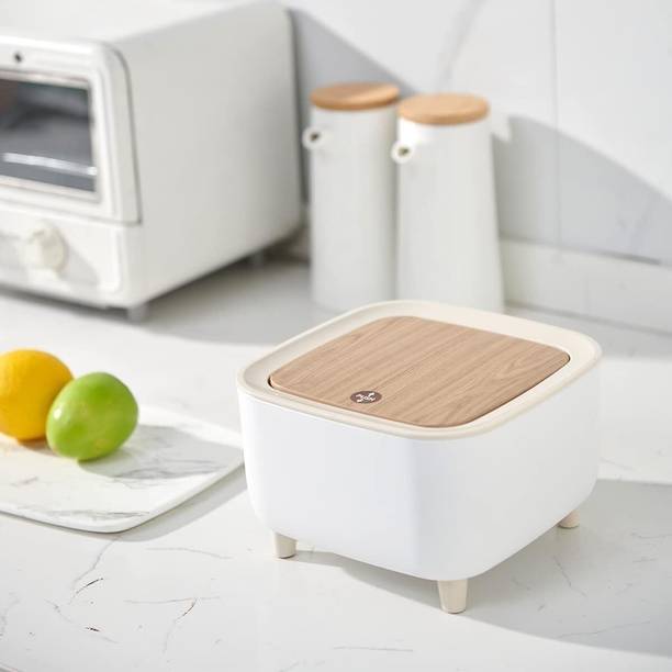 DEVHEER Mini Portable Tabletop Dustbin, Mini Trash Can with Lid Trash Compactor