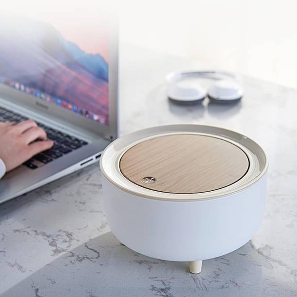 Zeinwap Office Trash Can with Lid, 2L Rectangular ABS Waste Bin, Push Button Opening Plastic Dustbin