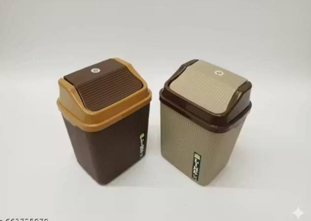 VIVBRO Combo Of 2 Mini Waste Bin Disposal Dustbin for Car Office Desk and Home Use Plastic Dustbin