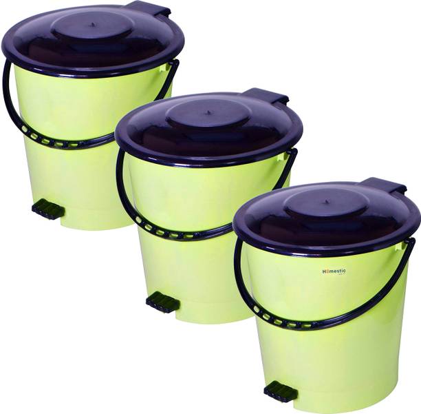 HOMESTIC Plastic Pedal Dustbin For Kitchen with Bedroom 5 Liter Dustbin|Pack of 3|Green डस्टबिन