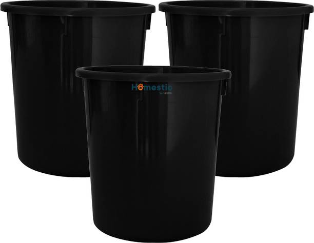 HOMESTIC by Kuber Industries Plastic Open Dustbin, Trash Bin, Garbage Bin,Waste Bin, 5Ltr.- Pack of 3 (Black) Plastic Dustbin