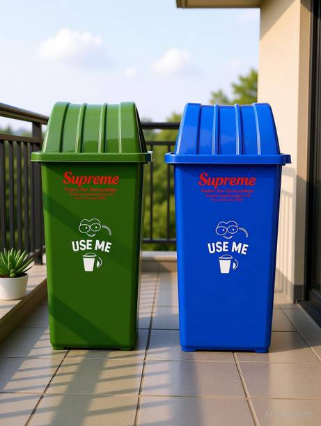 RGTAS SUPREME 90 Liter Green Blue (Pack 2) Plastic Dustbin Plastic Dustbin
