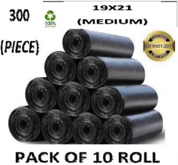 SEVENTEENSTITCH Biodegradable on Roll 19 x 21 Black - 30 Pcs x 10, Medium15 L Garbage Bag Plastic Dustbin