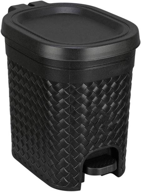 N H Enterprise Stitch Pedal Waste Bin Modern Design Trash Can Plastic Dustbin - 7 L (Black) Plastic Dustbin
