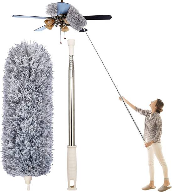 ZARQITO Cleaning High Ceiling Fan Microfiber Feather Telescoping 100inch ExtensionPole Wet and Dry Duster