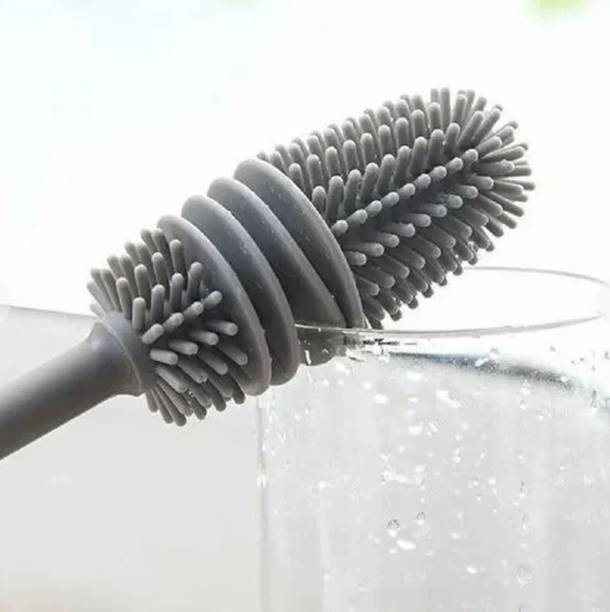 QinPin Long Bottle Cleaning Brush for Bottle,Babybottle,Cup,Glass,Kitchen Dish,Utensil Silicone Wet and Dry Brush