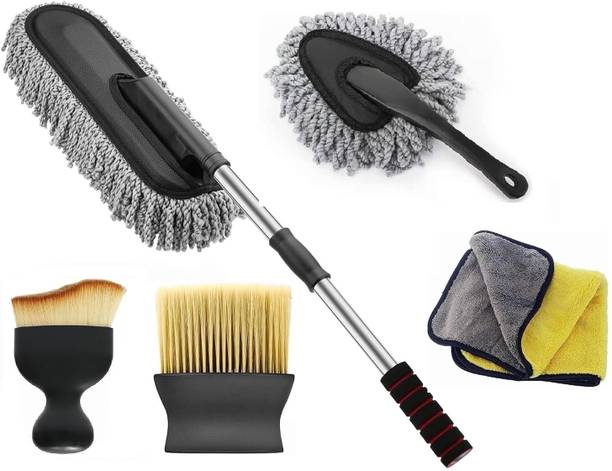 ब्लूजैक 5 Pcs Set Microfiber Car Duster Kit | Scratch & Lint Free Car Cleaning Cloth वेट एंड ड्राई डस्टर