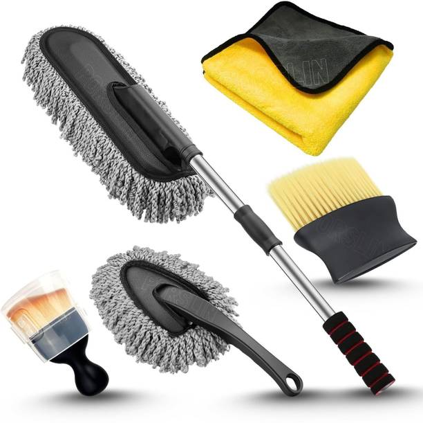 अह्यरा 5 PCS Microfiber Car Duster Kit|Interior & Exterior Car Cleaning Detailing Tool वेट एंड ड्राई डस्टर सेट