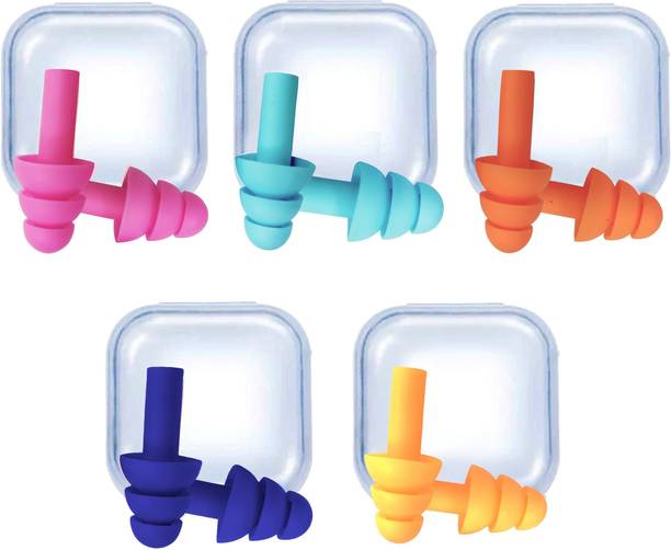 Kalpdev Soft Silicone Noise Reduction Ear Plugs for Sleeping, Meditation, Swimming (5 Pairs) Ear Plug